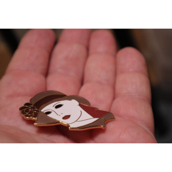 Samuel Huang Art Deco Woman Enamel Brooch Face Pin - Picture 2 of 3